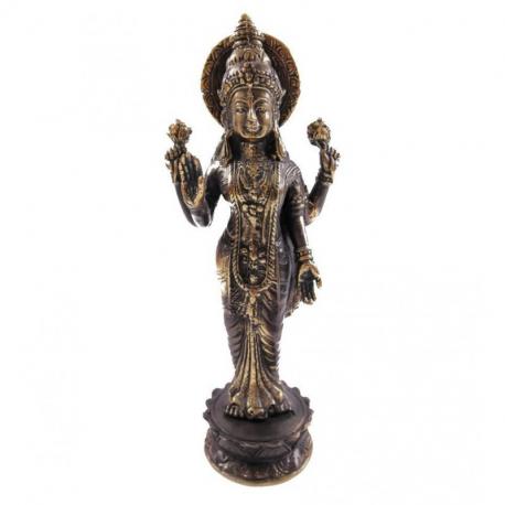 Statuette Dewi Laksmi en laiton 22cm. Savoir-faire traditionnel asiatique.