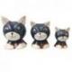 3 Chats en Bois coloris Gris Foncé - Sculptés et Peints à la Main