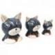3 Chats en Bois coloris Gris Foncé - Sculptés et Peints à la Main