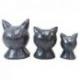 3 Chats en Bois coloris Gris Foncé - Sculptés et Peints à la Main