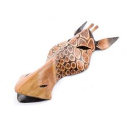 Masque Girafe en bois 30cm - Decoration exotique