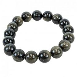 Bracelet en Obsidienne dorée AAA - boules 12mm