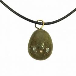 Collier Labradorite B - pendentif pierre roulée + cordon