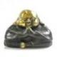 Petite statue Bouddha chinois rieur en laiton travaillé à la main 6cm