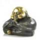 Petite statue Bouddha chinois rieur en laiton travaillé à la main 6cm
