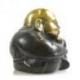 Petite statue Bouddha chinois rieur en laiton travaillé à la main 6cm