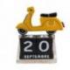 Calendrier Perpétuel en Bois décor Scooter jaune