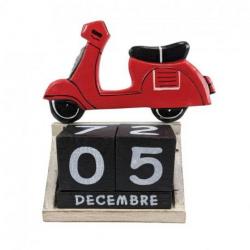 Calendrier Perpétuel en Bois décor Scooter Rouge