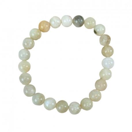 Bracelet Pierre de Lune blanche AB - boules 8mm