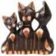 Trio de Chats en Bois Sculpté et Peint à la Main