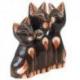 Trio de Chats en Bois Sculpté et Peint à la Main