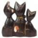 Trio de Chats en Bois Sculpté et Peint à la Main