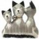 Famille de Chats Gris - Statuettes en Bois Sculpté et Peint à la Main