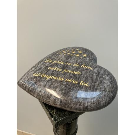 Coeur massif 30cm * 30cm en granit avec texte