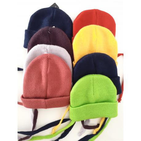 Bonnet à revers avec cordon bébé 0 à 3 mois Bonnet à revers avec cordon bébé 0 à 3 mois