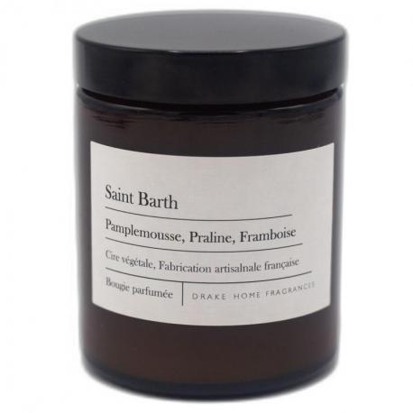 Bougie parfumée naturelle "St Barth" Pamplemousse, Praline & Framboise 35 heures 135g | Drake Bougie parfumée naturelle "St Barth" Pamplemousse, Praline & Framboise 35 heures 135g | Drake