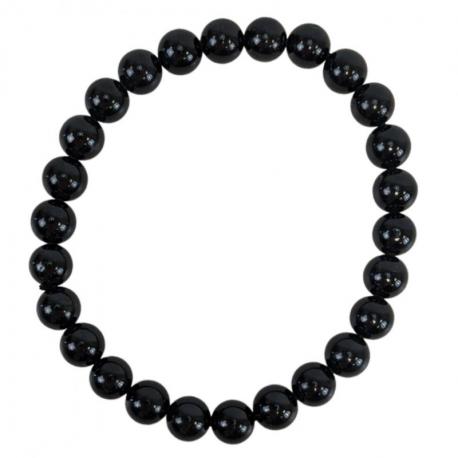 Bracelet Tourmaline Noire grade A - boules 8 mm / Grands Poignets