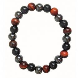 Bracelet multipierres 8mm - Œil de Taureau, Hématite & Onyx Bracelet multipierres 8mm - Œil de Taureau, Hématite & Onyx