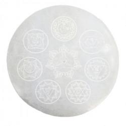 Porte-encens 7 Chakras en Sélénite - Disque ø10cm