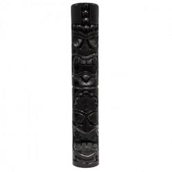 Totem Tiki 100cm en bois noir pour décoration extérieure