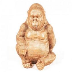 Grande Statue décorative Gorille doré 37cm