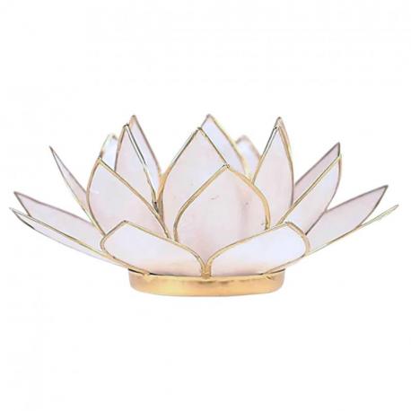 Bougeoir Fleur de Lotus blanche en coquille de Capiz