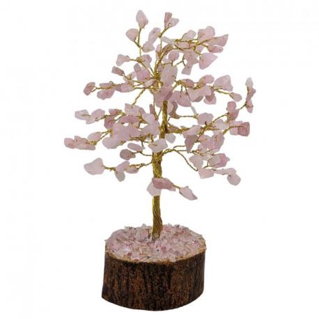 Arbre du Bonheur 20 cm avec pierre Quartz Rose naturel