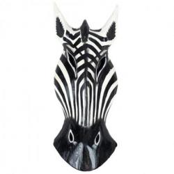 Masque zèbre en bois 30cm déco ethnique africaine