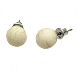 Boucles d'oreilles - Clous 8mm en Howlite Beige Marbrée