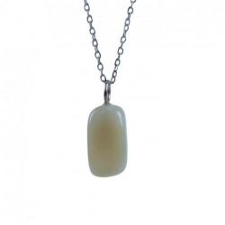 Collier Pierre de lune grise AAA - pendentif pierre roulée + chaîne argentée