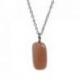 Collier Pierre de lune rose AAA - pendentif pierre roulée + chaîne argentée