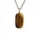 Collier œil du tigre AAA - pendentif pierre roulée + chaîne acier