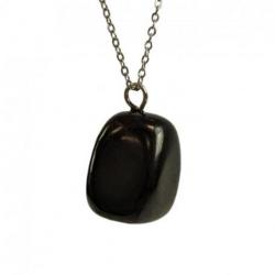 Collier Shungite - pendentif pierre roulée + chaîne acier