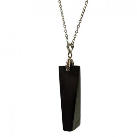 Collier Shungite - pendentif pierre taillée + chaîne acier