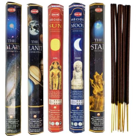 Assortiment d'encens - Bouquet "Voie Lactée" 5 parfums / 100 bâtons | HEM