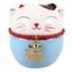 Tirelire Chat Maneki Neko en Porcelaine - Bleu et Blanc