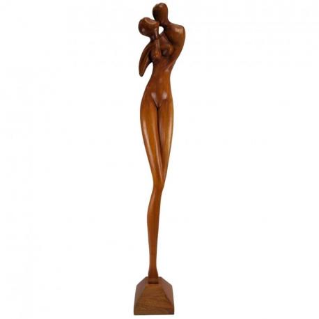 Grande Sculpture sur bois "Amour éternel" 105cm | Cadeau d'Amour Unique