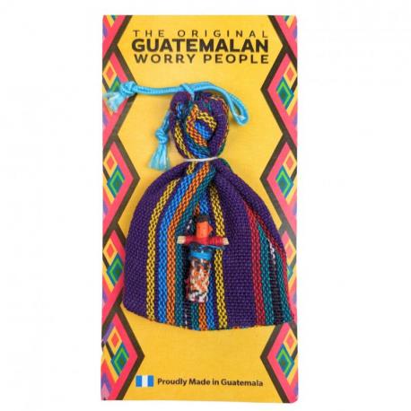 Poupées à Soucis du Guatemala dans leur sac en coton