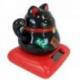 Maneki Neko Noir à Énergie Solaire Chat Porte-Bonheur Japonais 9cm