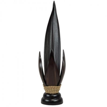 Grande Lampe de Salon en Feuilles de Cocotier et Acajou 75cm | à équiper Grande Lampe de Salon en Feuilles de Cocotier et Acajou 75cm | à équiper