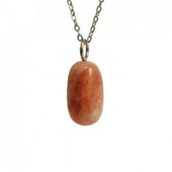 Collier Pierre de Soleil AAA - pendentif pierre roulée + chaîne argentée