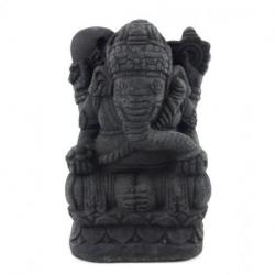 Statuette Ganesh 20cm en pierre de Java noire reconstituée