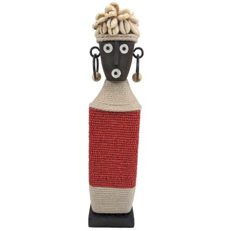 Statuette Namji Rouge 28cm - Perles & Cauris