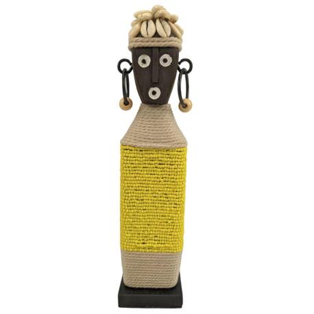 Poupée de fécondité Namji 28cm - Perles Jaunes & coquillages Cauris
