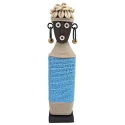 Statuette Namji Bleue 28cm - Perles & Cauris