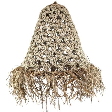 Suspension Bohème "Tao" | Luminaire en Jonc de mer & Raphia 60x50cm