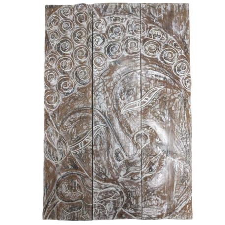 Tableau Tête de Bouddha Zen | Triptyque en Bois 100x67cm