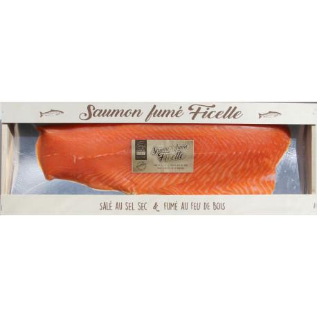 Filet de saumon fumé à la ficelle pretranché origine Norvége - 1 kilo net