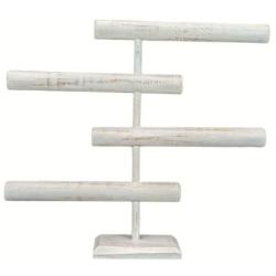 Support à bijoux 4 niveaux 52cm - Bois finition blanc cérusé