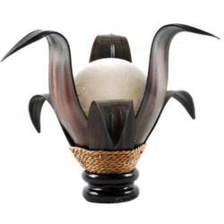 Lampe Fleur en Feuilles de Cocotier & Acajou 30cm| À équiper Lampe Fleur en Feuilles de Cocotier & Acajou 30cm| À équiper